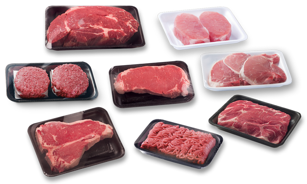 Assortment of vacuum-sealed beef cuts.