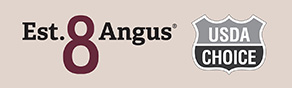Est.8 Angus Logo and USDA Choice logo side-by-side