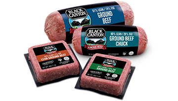 Assorted Black Canyon ground beef chubs and bricks
