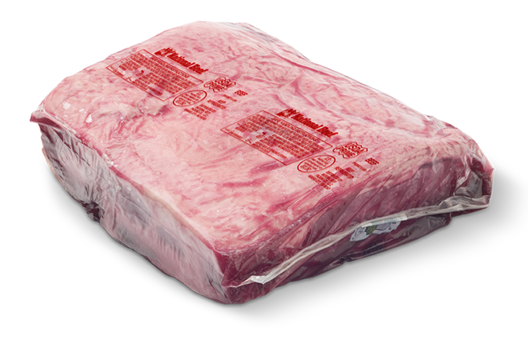 Vacuum-sealed strip cut in branded packaging.