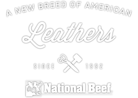 National Beef Leathers logo with the tagline A New Breed of American Leathers Since 1992.