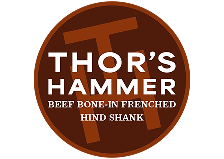 Thor's Hammer Label Icon "Beef Bone-In Frenched Hind Shank"