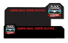 Two different size Spanish Black Canyon case dividers with logo and messaging.