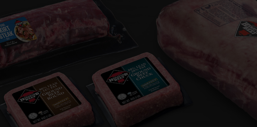 Packaged Certified Hereford Beef steaks and ground beef