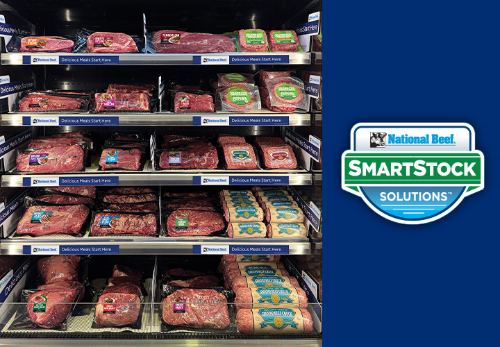 SmartStock solutions logo with an example meat case.